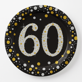 Sparkling 60th Celebration 9" Round Plates